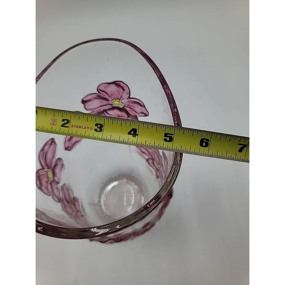 VTG Indiana Lancaster Colony Pink Cranberry Flashed Dogwood‎ Vase Flowers Floral